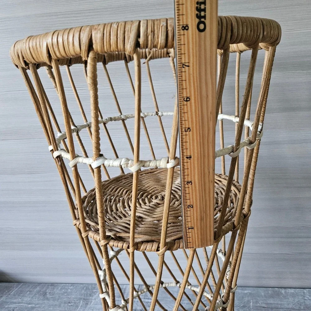 Vintage Rattan Wicker Plant Stand 23